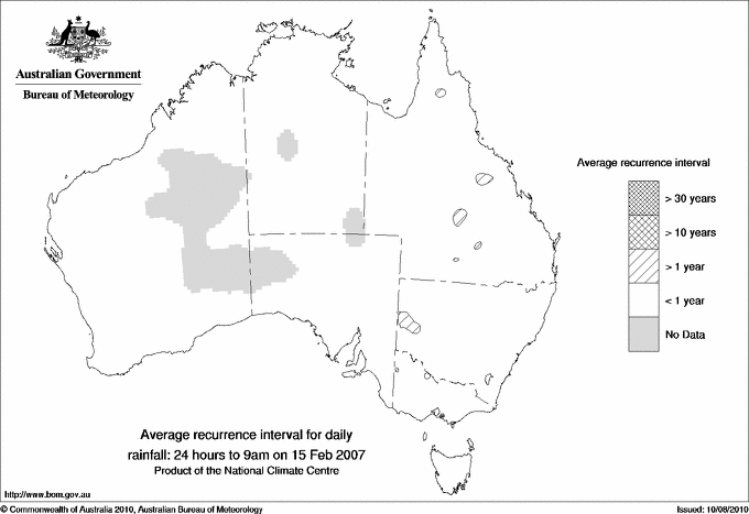 Australian daily rainfall average recurrence interval maps
