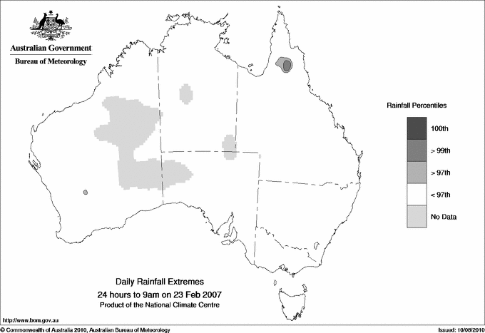 Australian daily rainfall extreme area maps