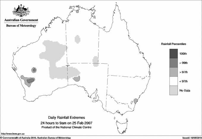 Australian daily rainfall extreme area maps