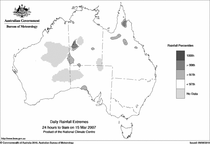 Australian daily rainfall extreme area maps