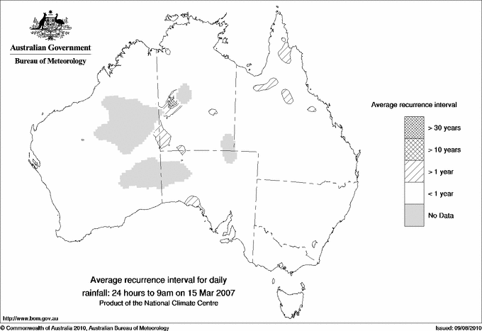 Australian daily rainfall average recurrence interval maps