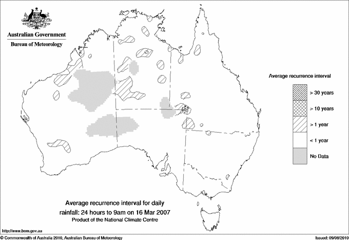 Australian daily rainfall average recurrence interval maps