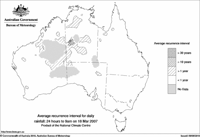 Australian daily rainfall average recurrence interval maps