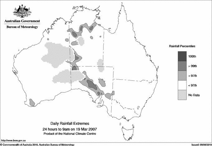 Australian daily rainfall extreme area maps