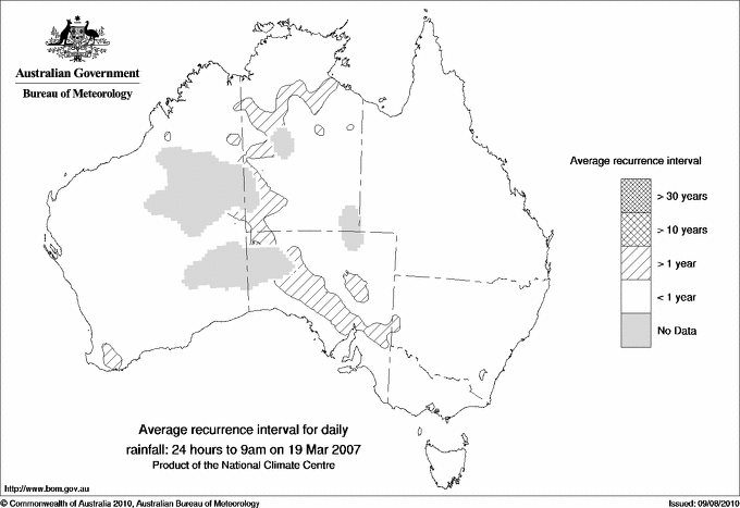 Australian daily rainfall average recurrence interval maps