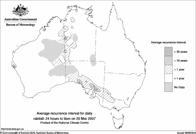 Australian daily rainfall average recurrence interval maps