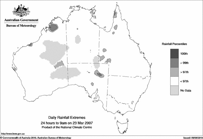 Australian daily rainfall extreme area maps