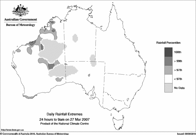 Australian daily rainfall extreme area maps