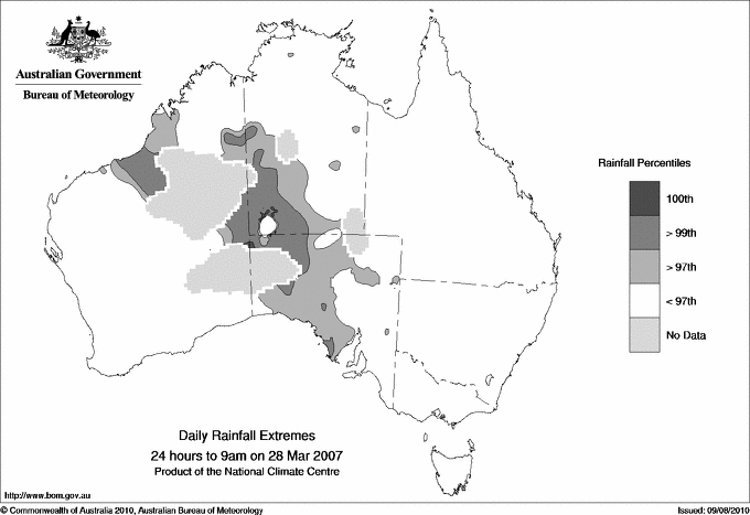 Australian daily rainfall extreme area maps