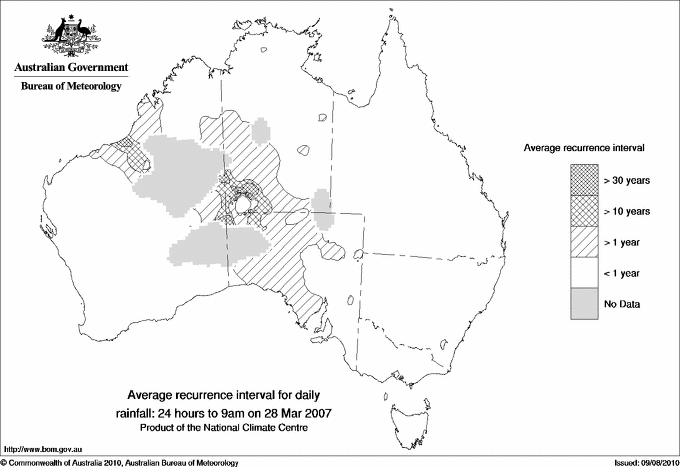 Australian daily rainfall average recurrence interval maps