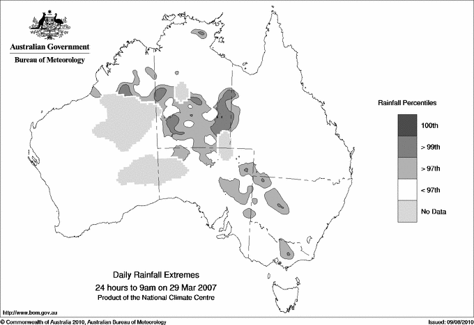 Australian daily rainfall extreme area maps
