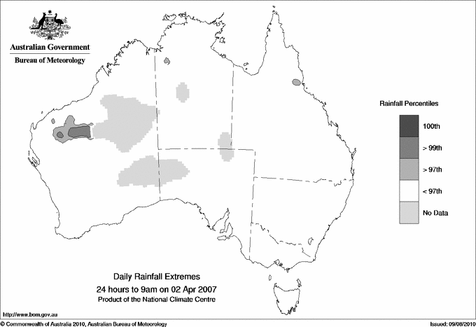 Australian daily rainfall extreme area maps