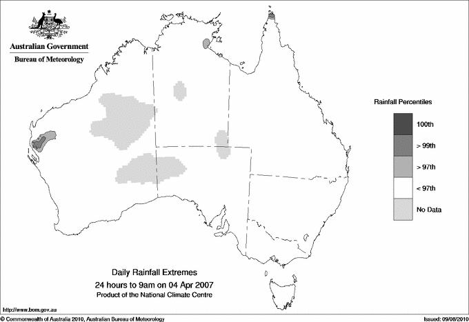 Australian daily rainfall extreme area maps