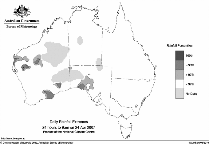 Australian daily rainfall extreme area maps