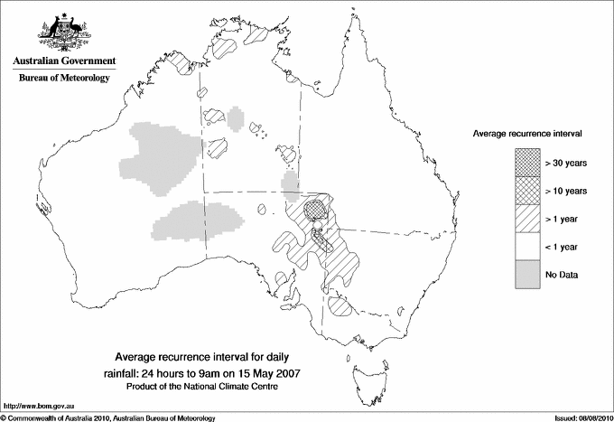Australian daily rainfall average recurrence interval maps