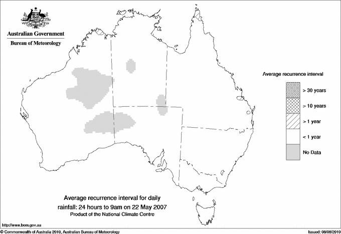 Australian daily rainfall average recurrence interval maps
