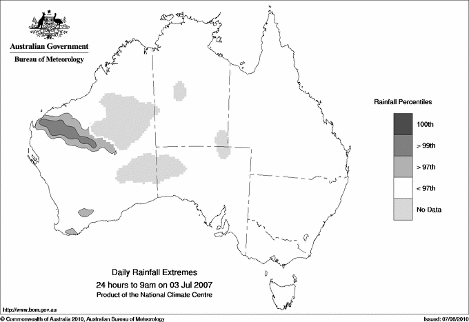 Australian daily rainfall extreme area maps