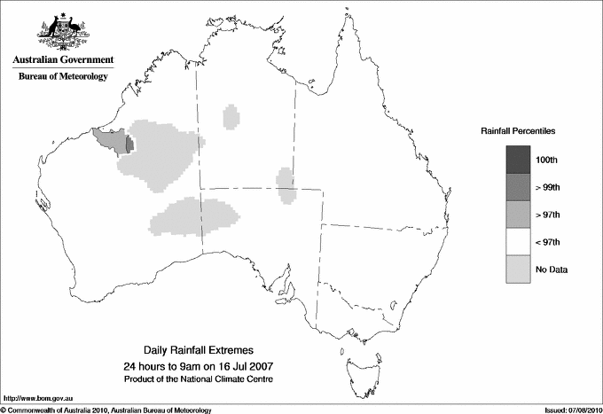 Australian daily rainfall extreme area maps