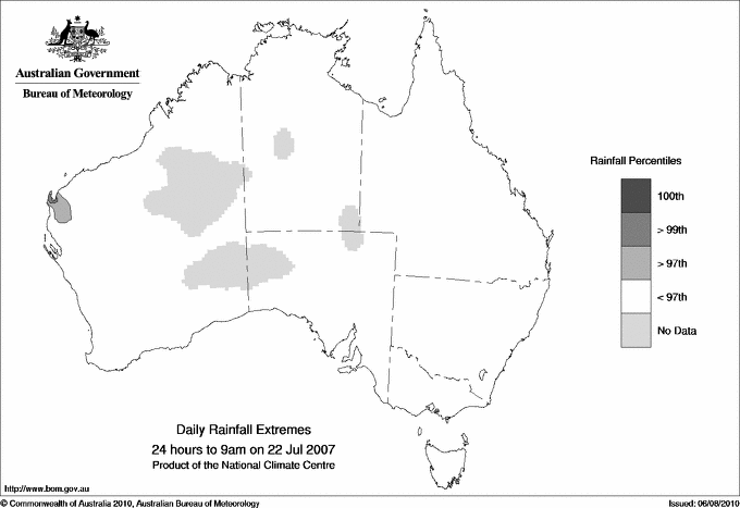 Australian daily rainfall extreme area maps