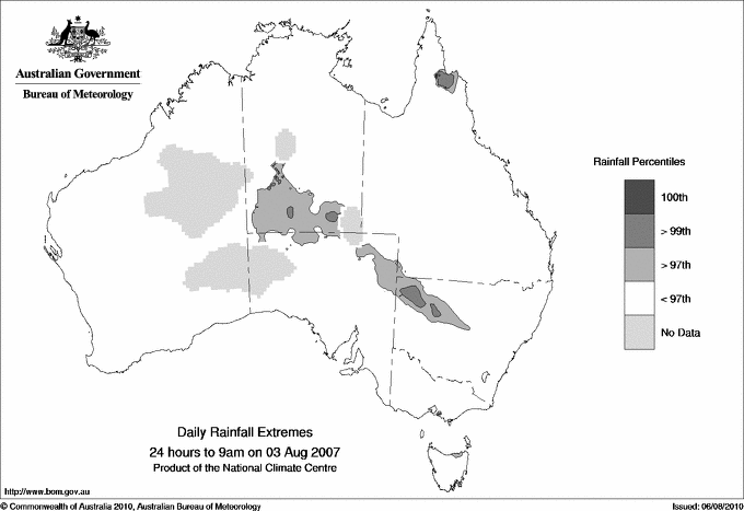 Australian daily rainfall extreme area maps