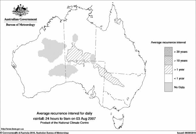 Australian daily rainfall average recurrence interval maps