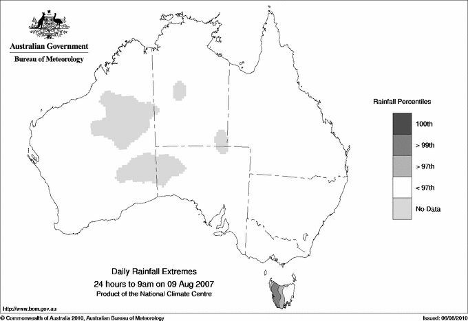Australian daily rainfall extreme area maps