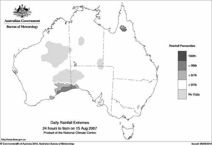 Australian daily rainfall extreme area maps