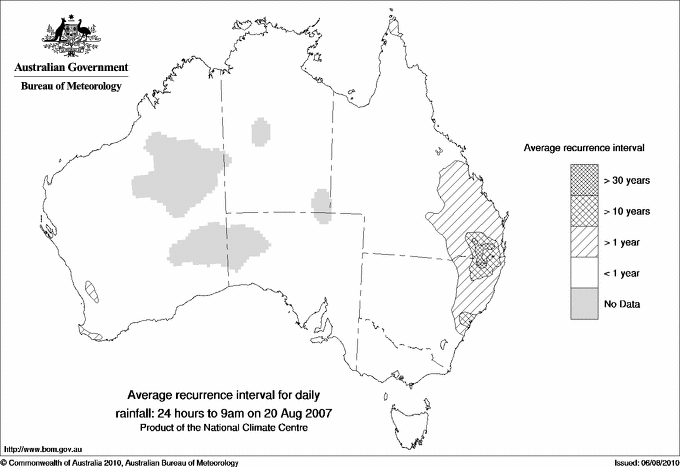 Australian daily rainfall average recurrence interval maps