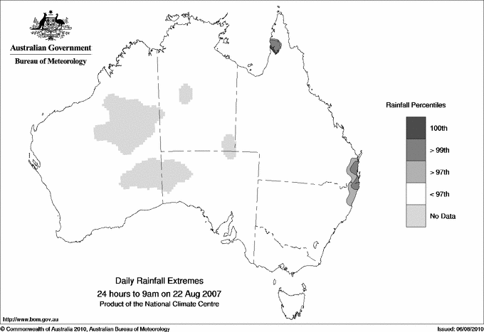 Australian daily rainfall extreme area maps
