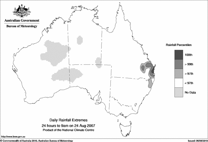 Australian daily rainfall extreme area maps