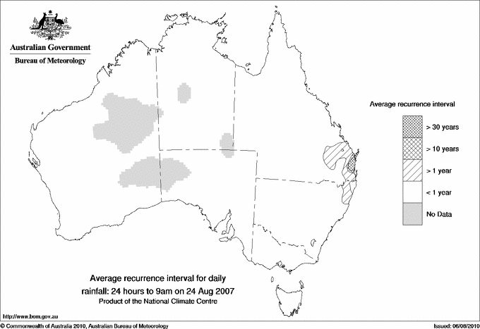 Australian daily rainfall average recurrence interval maps