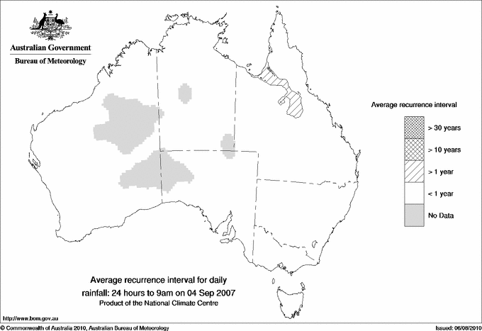 Australian daily rainfall average recurrence interval maps