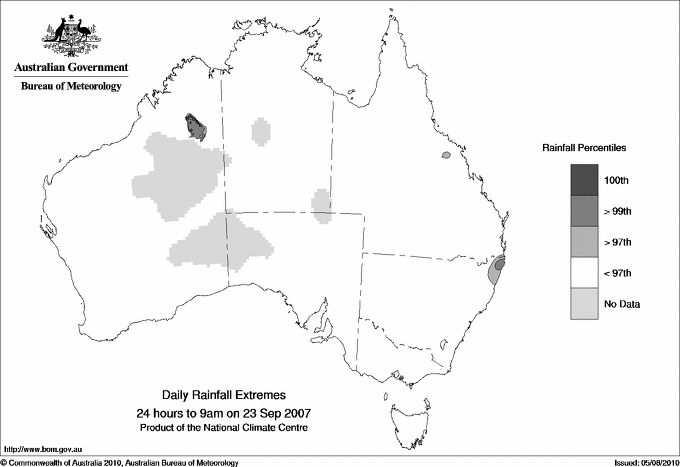 Australian daily rainfall extreme area maps