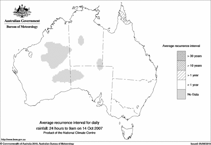 Australian daily rainfall average recurrence interval maps