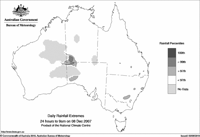 Australian daily rainfall extreme area maps