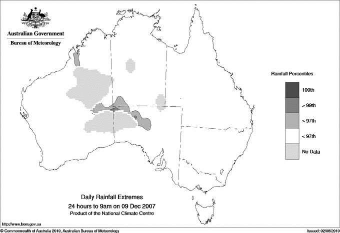 Australian daily rainfall extreme area maps