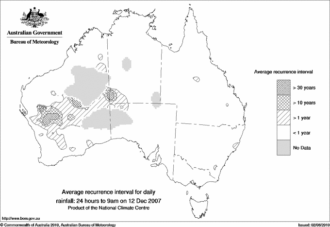 Australian daily rainfall average recurrence interval maps