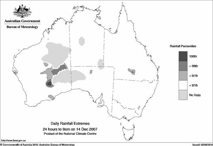 Australian daily rainfall extreme area maps