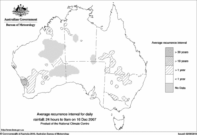 Australian daily rainfall average recurrence interval maps