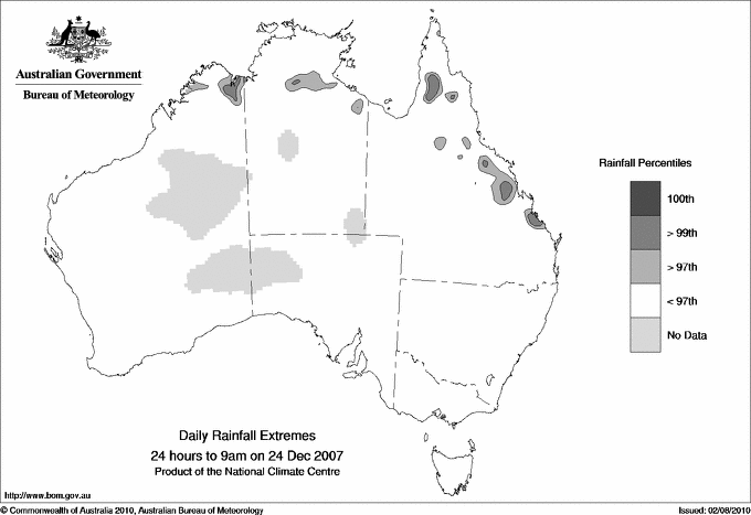 Australian daily rainfall extreme area maps