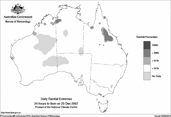 Australian daily rainfall extreme area maps