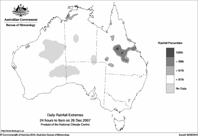 Australian daily rainfall extreme area maps