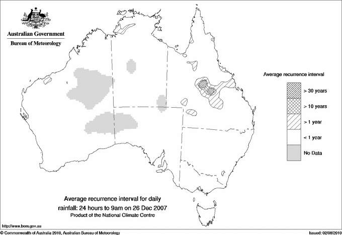 Australian daily rainfall average recurrence interval maps