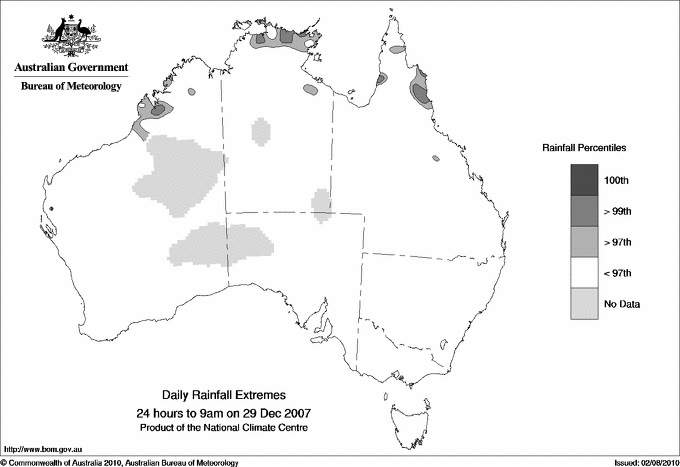 Australian daily rainfall extreme area maps