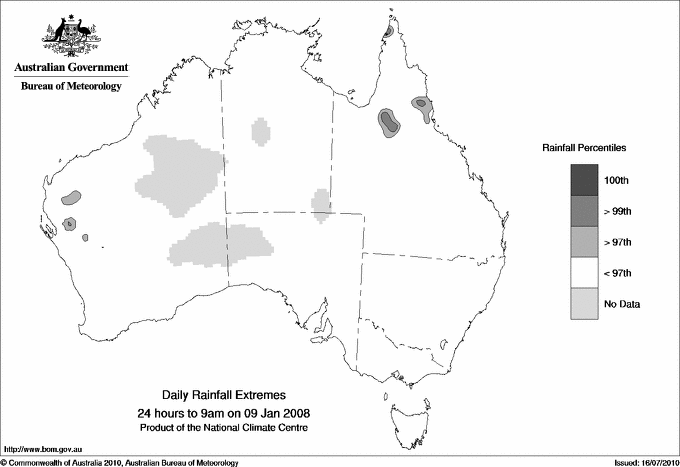 Australian daily rainfall extreme area maps