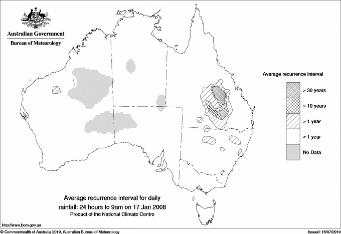 Australian daily rainfall average recurrence interval maps
