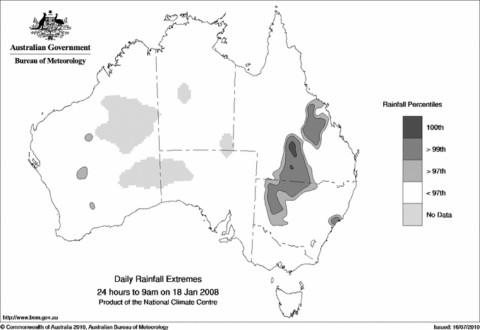 Australian daily rainfall extreme area maps