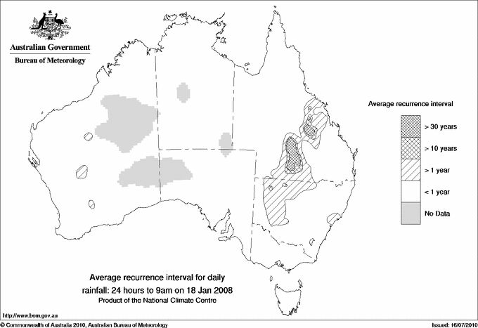Australian daily rainfall average recurrence interval maps