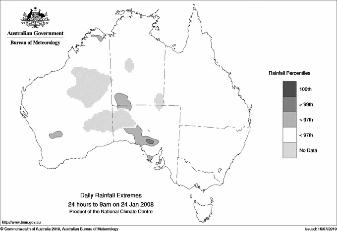 Australian daily rainfall extreme area maps
