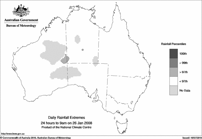 Australian daily rainfall extreme area maps